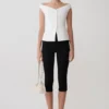 Billie Off Shoulder Sleeveless Button Top – White Billie Off Shoulder Sleeveless Button Top – White