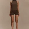 Birdie Fold Over Shorts – Chocolate Birdie Fold Over Shorts – Chocolate