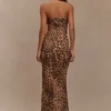 Breanna Strapless Chiffon Maxi Dress – Leopard Print Breanna Strapless Chiffon Maxi Dress – Leopard Print