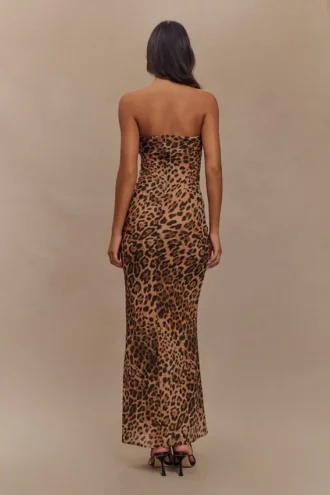 Breanna Strapless Chiffon Maxi Dress – Leopard Print Breanna Strapless Chiffon Maxi Dress – Leopard Print