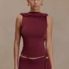 Bridget Slinky Cowl Back Top – Burgundy