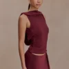 Bridget Slinky Cowl Back Top – Burgundy
