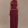 Bridget Slinky Cowl Back Top – Burgundy