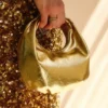 Bristol Mini Croissant Leather Bag – Gold