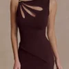 Brock Asymmetrical Neckline Knit Top – Dark Chocolate Brock Asymmetrical Neckline Knit Top – Dark Chocolate