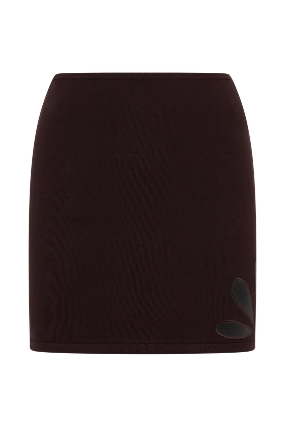 Brock Knit Cut Out Mini Skirt – Dark Chocolate Brock Knit Cut Out Mini Skirt – Dark Chocolate