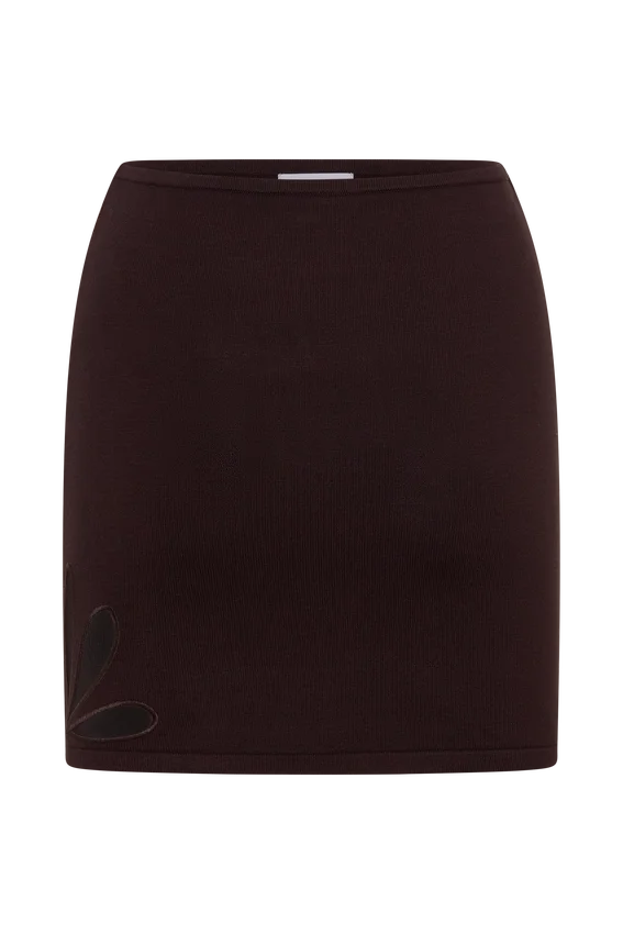 Brock Knit Cut Out Mini Skirt – Dark Chocolate Brock Knit Cut Out Mini Skirt – Dark Chocolate
