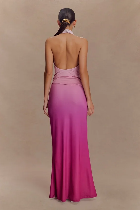 Bruna Slinky Fishtail Maxi Skirt – Ombre Pink Bruna Slinky Fishtail Maxi Skirt – Ombre Pink