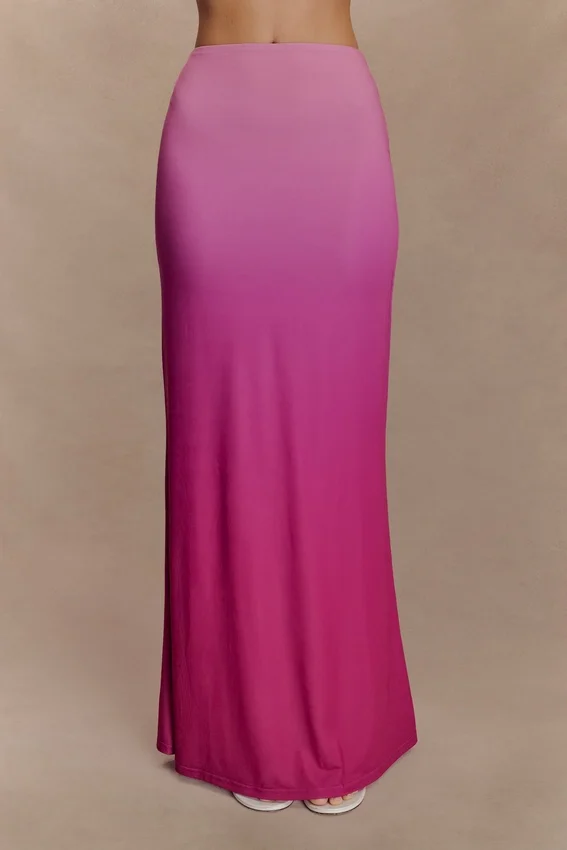 Bruna Slinky Fishtail Maxi Skirt – Ombre Pink Bruna Slinky Fishtail Maxi Skirt – Ombre Pink