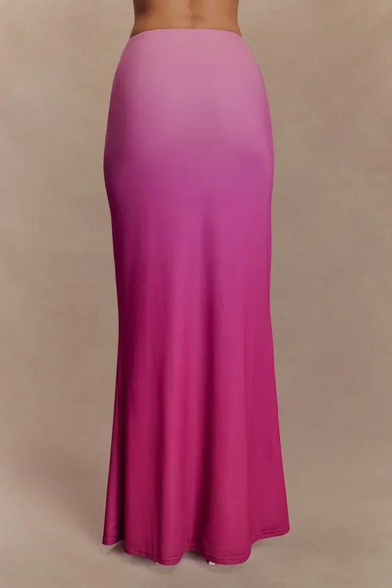 Bruna Slinky Fishtail Maxi Skirt – Ombre Pink Bruna Slinky Fishtail Maxi Skirt – Ombre Pink