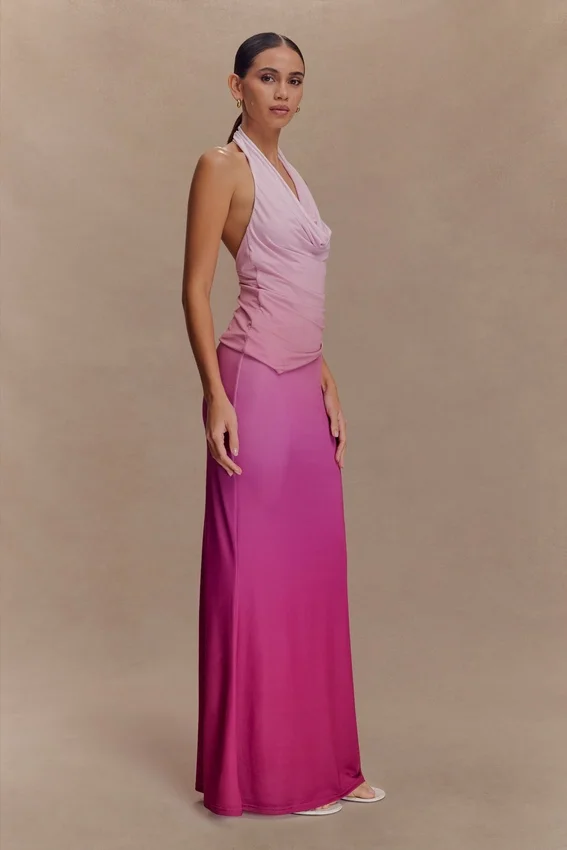 Bruna Slinky Fishtail Maxi Skirt – Ombre Pink Bruna Slinky Fishtail Maxi Skirt – Ombre Pink