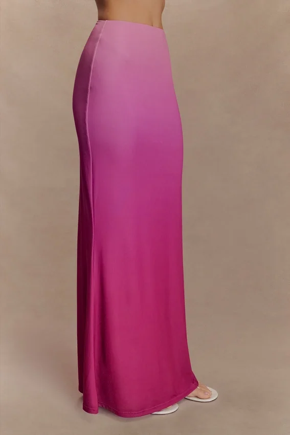 Bruna Slinky Fishtail Maxi Skirt – Ombre Pink Bruna Slinky Fishtail Maxi Skirt – Ombre Pink