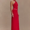 Bruna Slinky Fishtail Maxi Skirt – Red