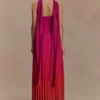 Caira Chiffon Scarf Maxi Dress – Ombre Dark Pink Caira Chiffon Scarf Maxi Dress – Ombre Dark Pink