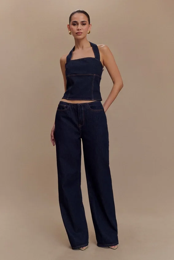 Caitlin Mid Rise Denim Jeans – Indigo Blue Caitlin Mid Rise Denim Jeans – Indigo Blue