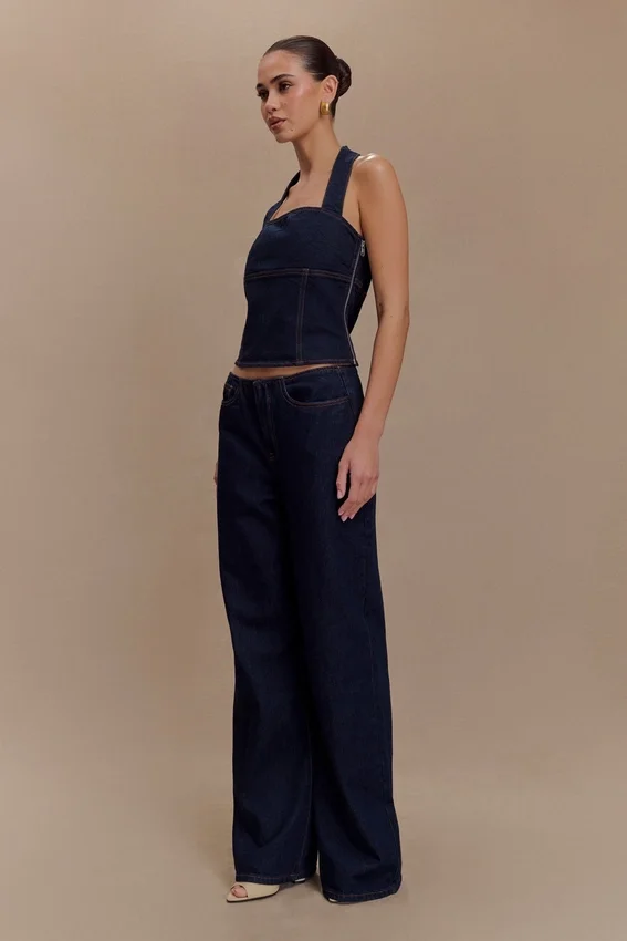 Caitlin Mid Rise Denim Jeans – Indigo Blue Caitlin Mid Rise Denim Jeans – Indigo Blue