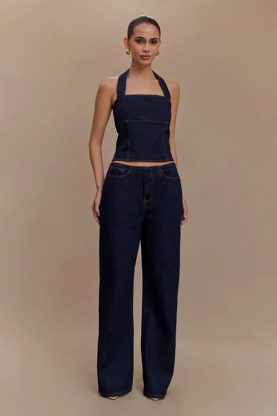 Caitlin Mid Rise Denim Jeans – Indigo Blue Caitlin Mid Rise Denim Jeans – Indigo Blue