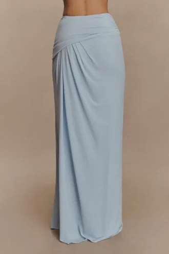 Calandra Slinky Maxi Skirt – Pale Blue