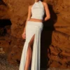 Calandra Slinky Maxi Skirt – Pale Blue