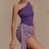 Cali Drape Skirt Knit Mini Dress – Purple Cali Drape Skirt Knit Mini Dress – Purple