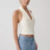 Calla Collared Sleeveless Halter Top – Ivory Calla Collared Sleeveless Halter Top – Ivory