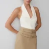 Calla Collared Sleeveless Halter Top – Ivory Calla Collared Sleeveless Halter Top – Ivory