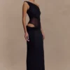 Callen One Shoulder Slinky Maxi Dress – Black Callen One Shoulder Slinky Maxi Dress – Black