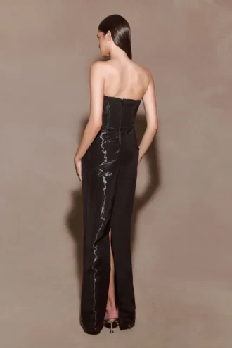 Calliope Strapless Organza Maxi Dress – Black