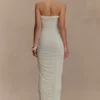 Camila Ruched Halter Midi Dress – Ivory