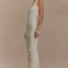 Camila Ruched Halter Midi Dress – Ivory
