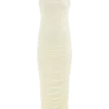 Camila Ruched Halter Midi Dress – Ivory