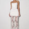 Camille Beaded Satin And Lace Maxi Skirt – Ivory