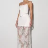 Camille Beaded Satin And Lace Maxi Skirt – Ivory