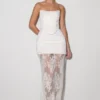 Camille Beaded Satin And Lace Maxi Skirt – Ivory