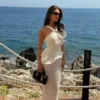 Caprice Halter Knit Maxi Dress – White Caprice Halter Knit Maxi Dress – White