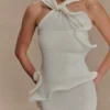 Caprice Halter Knit Maxi Dress – White Caprice Halter Knit Maxi Dress – White