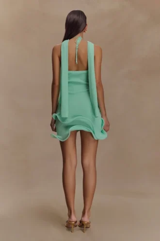 Caprice Halter Knit Mini Dress – Lagoon