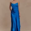 Carah Satin And Chiffon Maxi Dress – Cobalt Carah Satin And Chiffon Maxi Dress – Cobalt