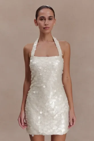 Caralee Sequin Halter Mini Dress – Ivory Caralee Sequin Halter Mini Dress – Ivory