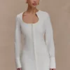 Carina Peplum Cotton Shirt Dress – White Carina Peplum Cotton Shirt Dress – White