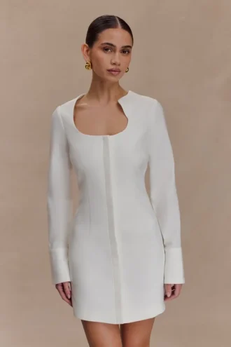 Carina Peplum Cotton Shirt Dress – White Carina Peplum Cotton Shirt Dress – White