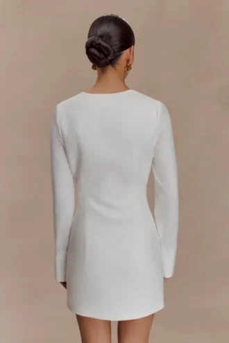 Carina Peplum Cotton Shirt Dress – White Carina Peplum Cotton Shirt Dress – White