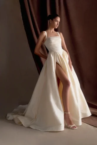 Carla Ruched Gown – Cream Ivory Carla Ruched Gown – Cream Ivory