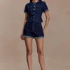 Carlene Cuffed Denim Shorts – Indigo Blue