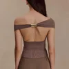 Carley Off Shoulder Knit Top – Cacao Brown Carley Off Shoulder Knit Top – Cacao Brown