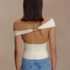 Carley Off Shoulder Knit Top – Ivory