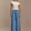 Carley Off Shoulder Knit Top – Ivory