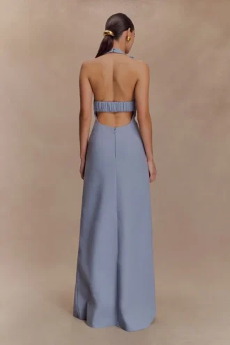 Carolyn Linen Bubble Maxi Dress – Misty Blue