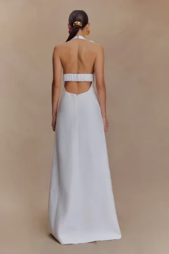 Carolyn Linen Bubble Maxi Dress – White
