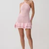 Carrisa Crochet Knit Mini Dress – Baby Pink